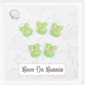 ⋅ Bows On Bunnies ⋅ Flat Back Cabochon Resin Embellishments ⋅ 5 pieces ⋅