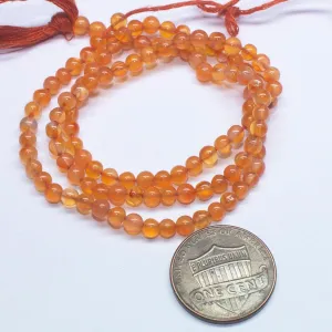 10 x Natural Carnelian Smooth Round Ball Loose Gemstone Beads Strand 14.5" 3.5mm
