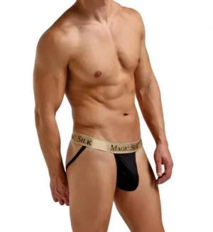 100% Silk Knit Jock Strap - Black -