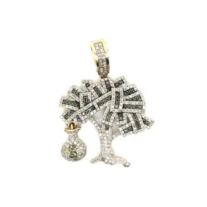 10k Gold Money Tree Hip Hop Pendant with Natural Diamonds - SKJ2345