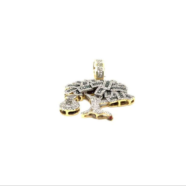 10k Gold Money Tree Hip Hop Pendant with Natural Diamonds - SKJ2345