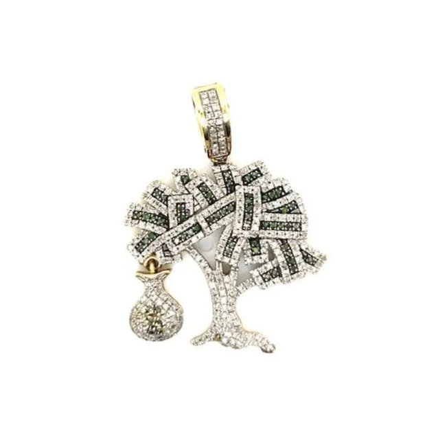 10k Gold Money Tree Hip Hop Pendant with Natural Diamonds - SKJ2345