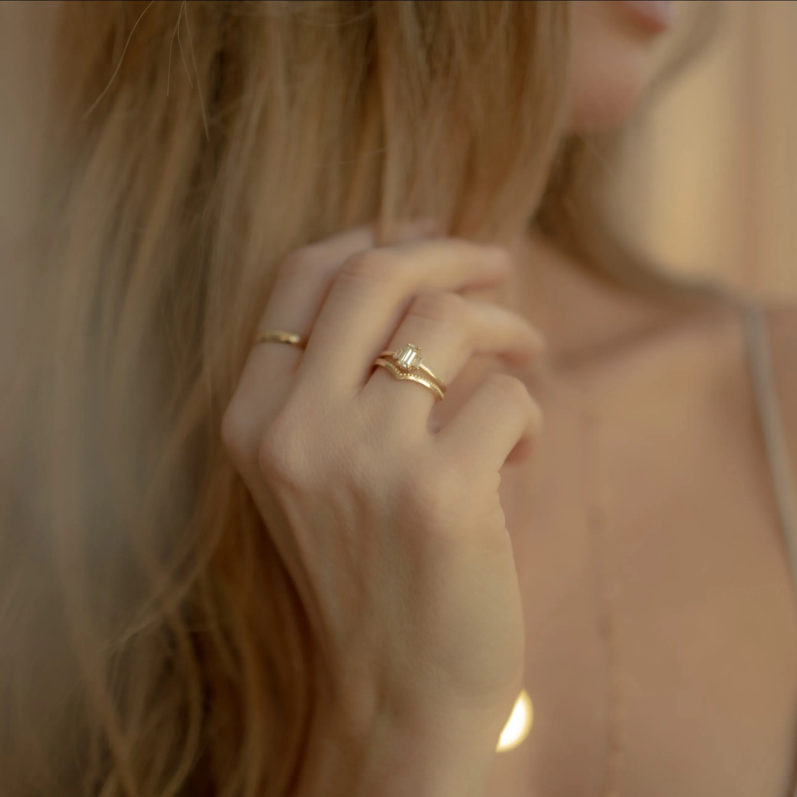10k Solid Gold Textured & Smooth Chevron Ring