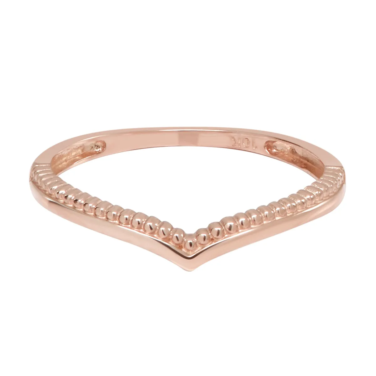10k Solid Gold Textured & Smooth Chevron Ring