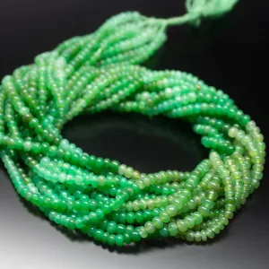 14 inch, 4mm, Green Chrysoprase Smooth Rondelle Shape Beads, Chrysoprase Beads
