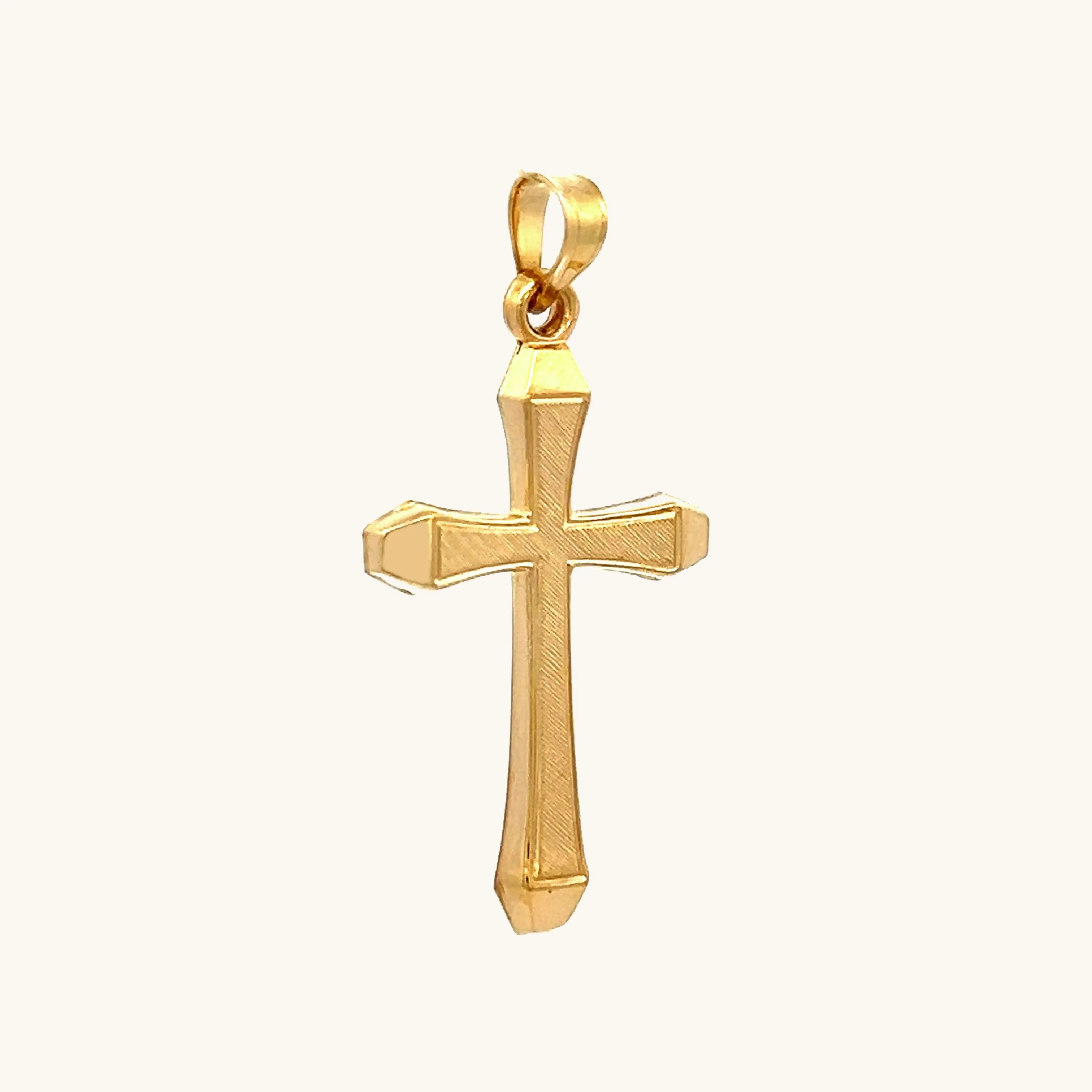 14K GOLD TEXTURED CROSS PENDANT