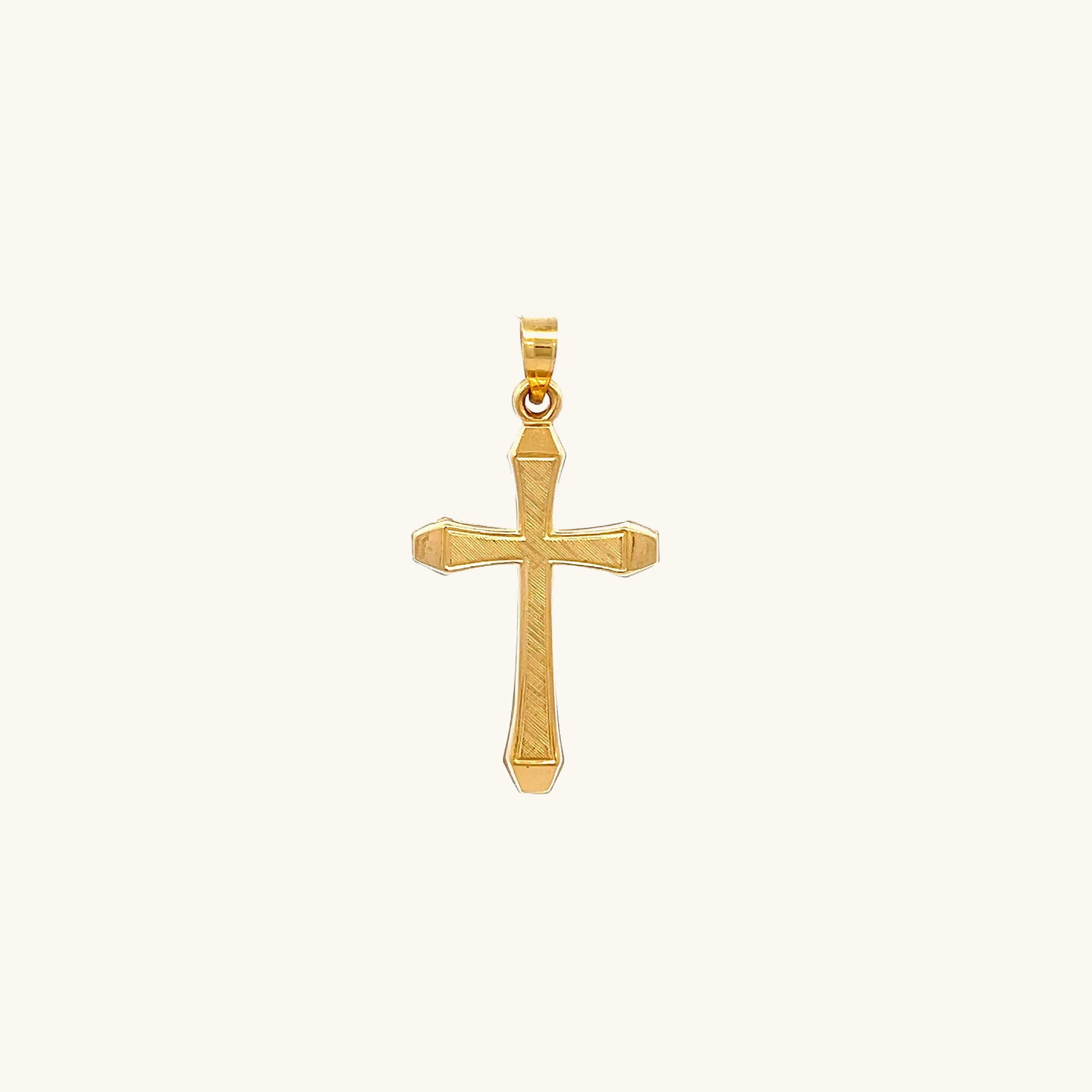 14K GOLD TEXTURED CROSS PENDANT