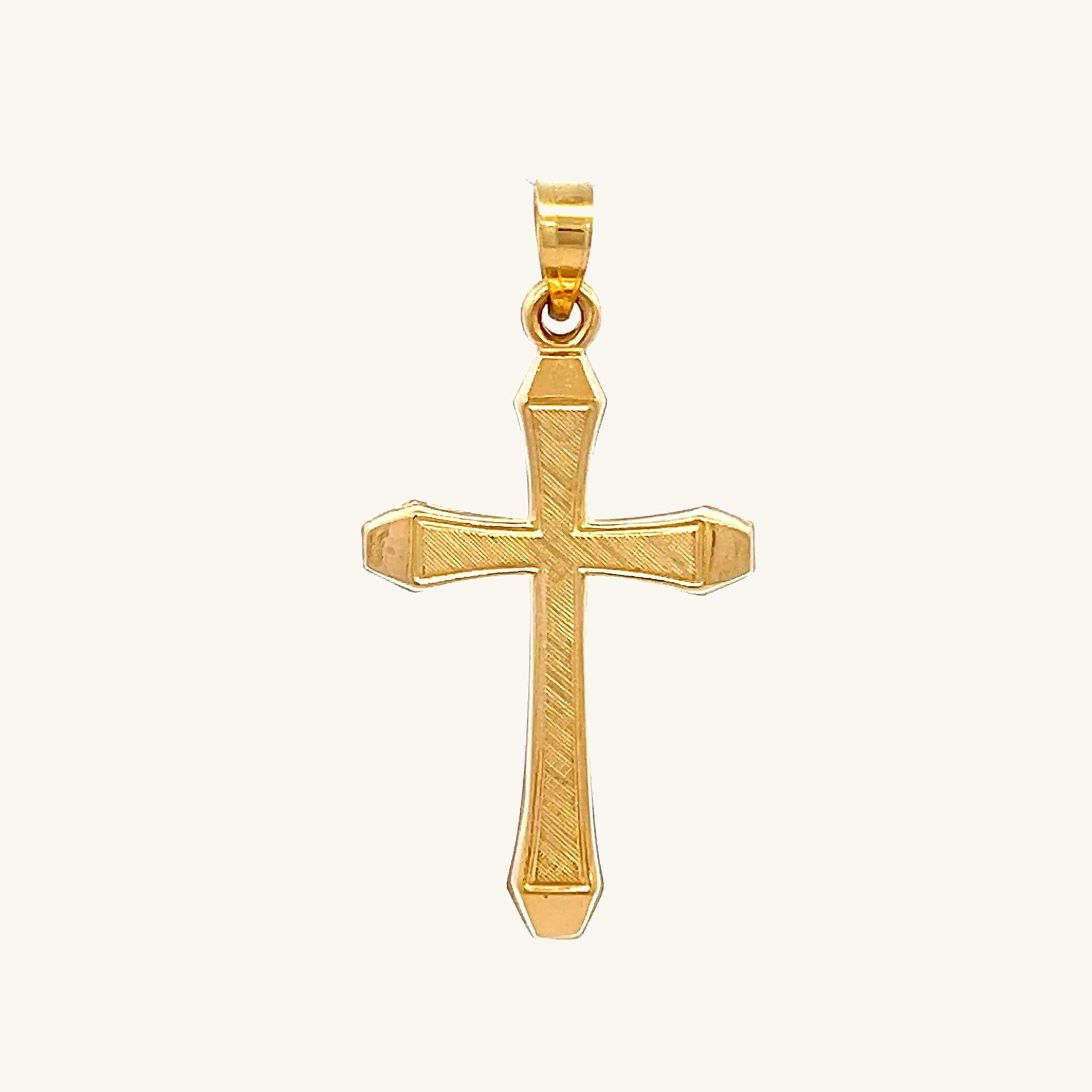 14K GOLD TEXTURED CROSS PENDANT