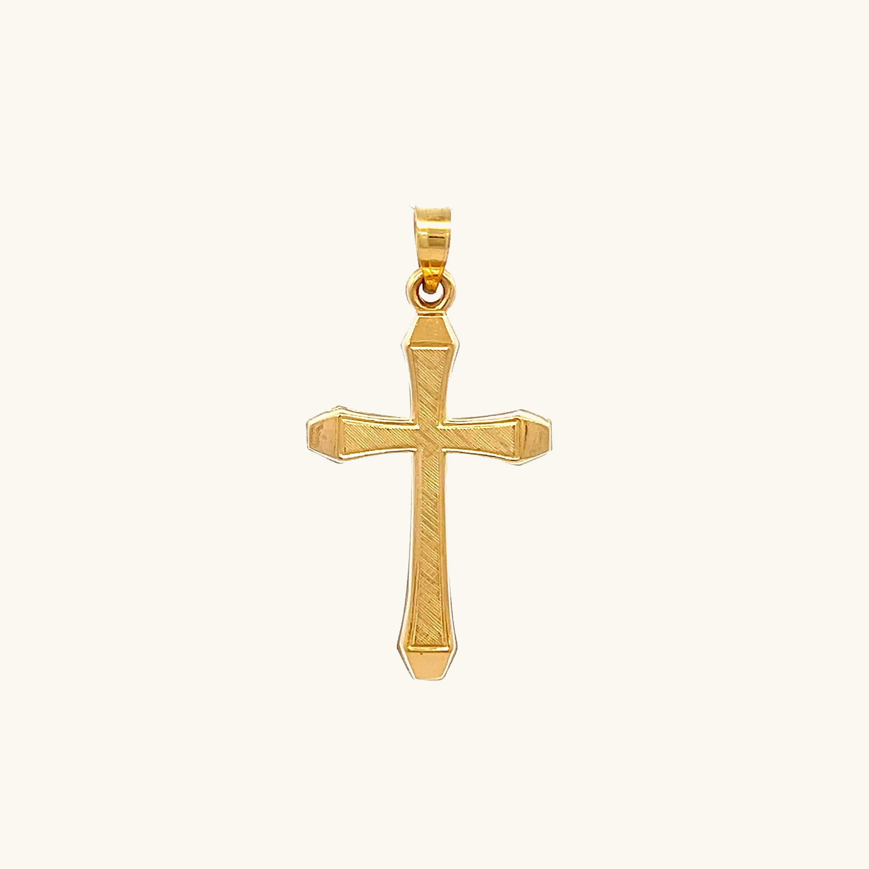 14K GOLD TEXTURED CROSS PENDANT