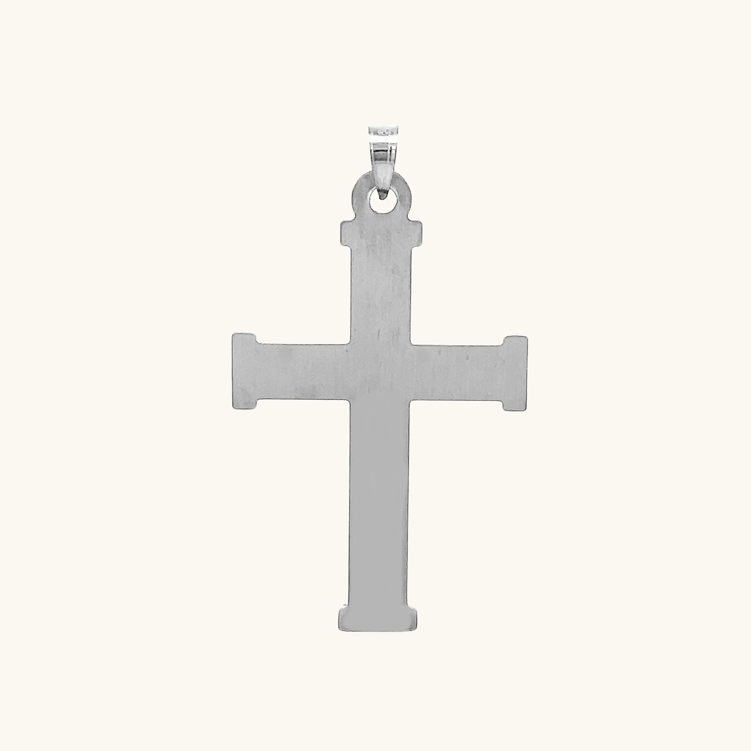 14K GOLD TEXTURED SQUARED EDGE CROSS PENDANT