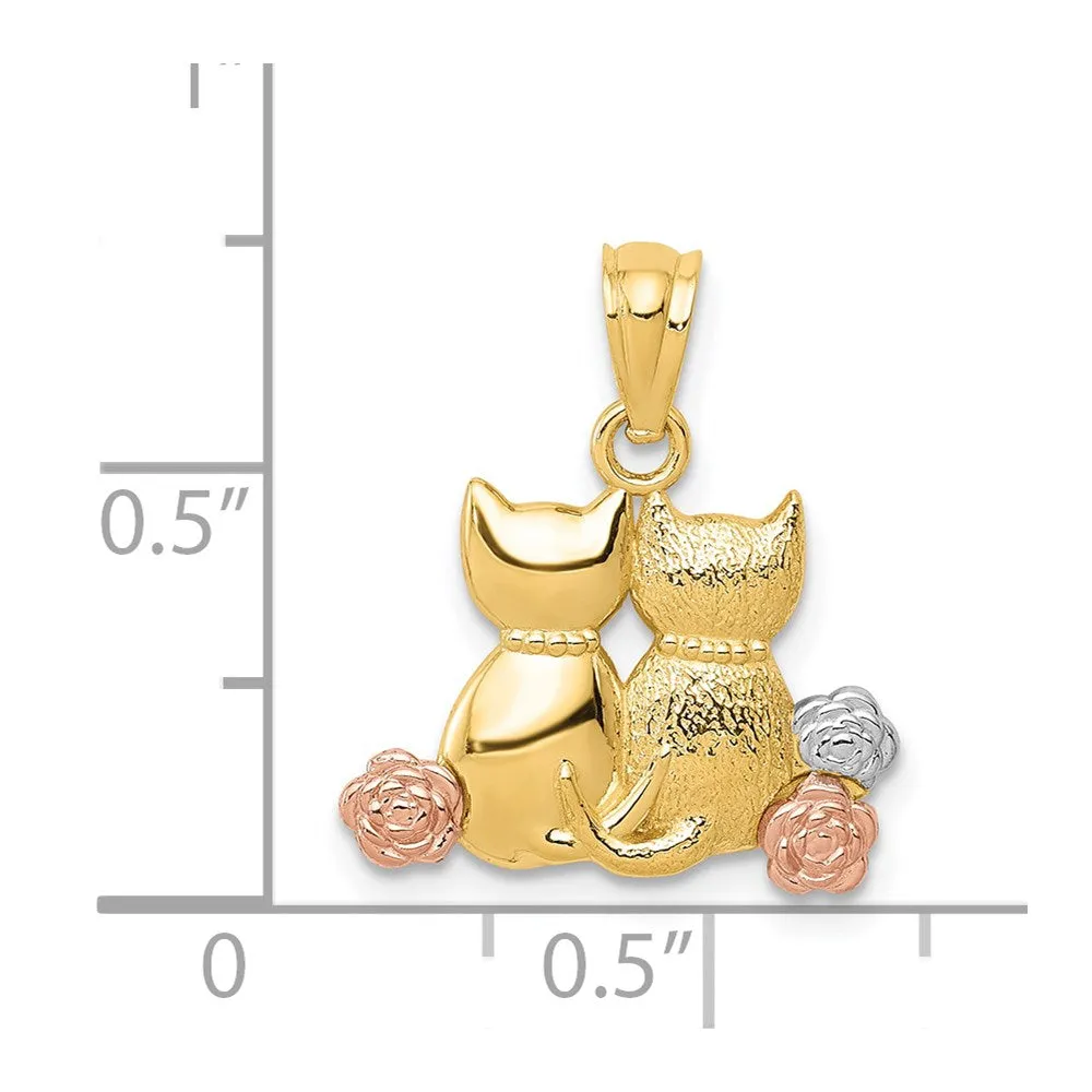 14k Two-tone w/White Rhodium Cats Pendant