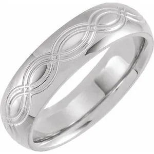 14K White 6 mm Infinity Patterned Band Size 10.5