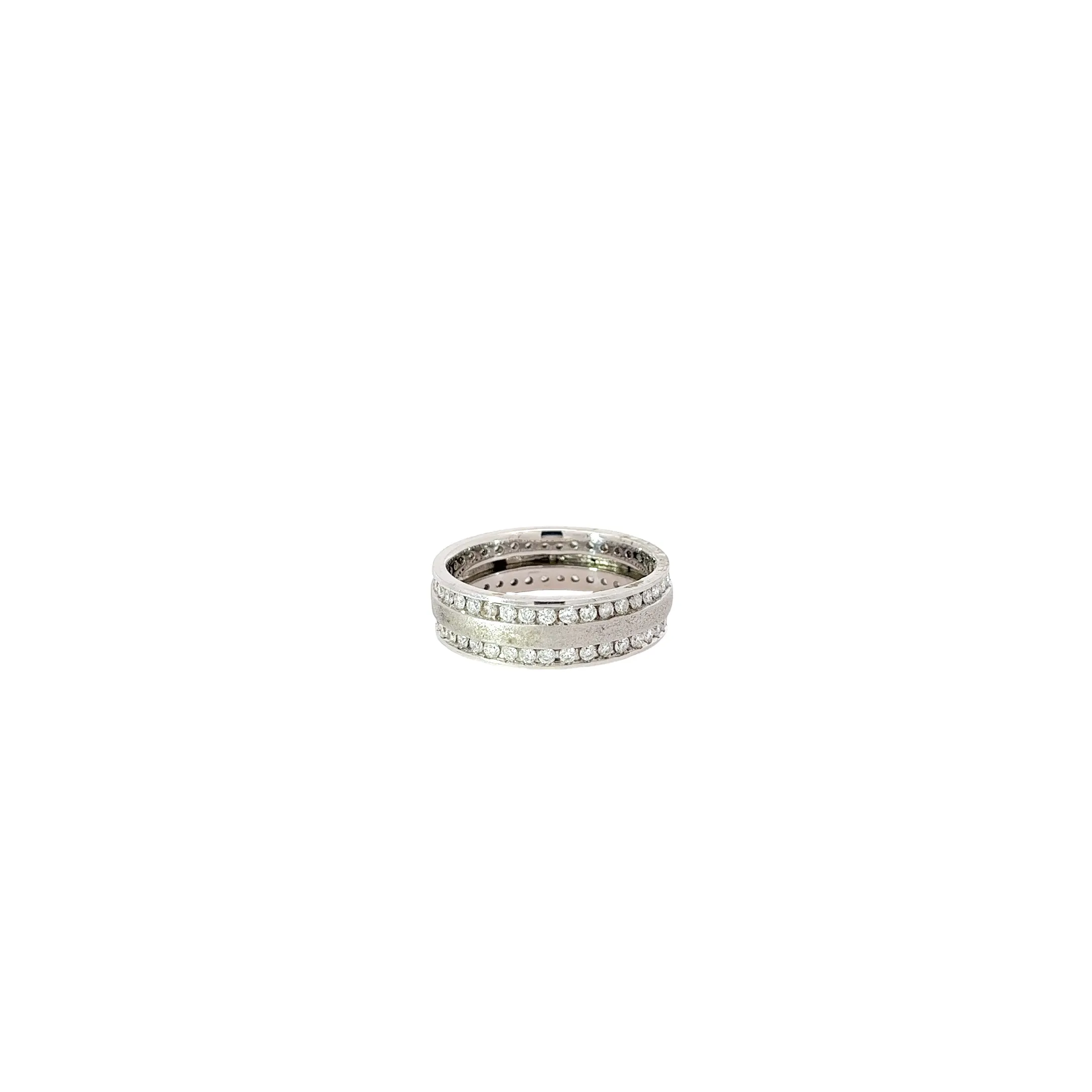 14k white Gold 2.00ct G SI1 Round Diamond Men eternity ring