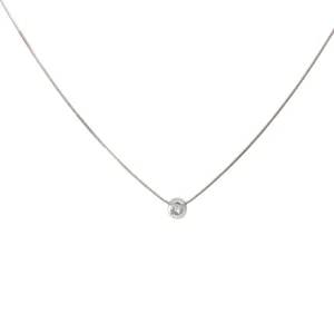14K WHITE GOLD .20CT G VS2 ROUND BEZEL SET SOLITAIRE PENDANT