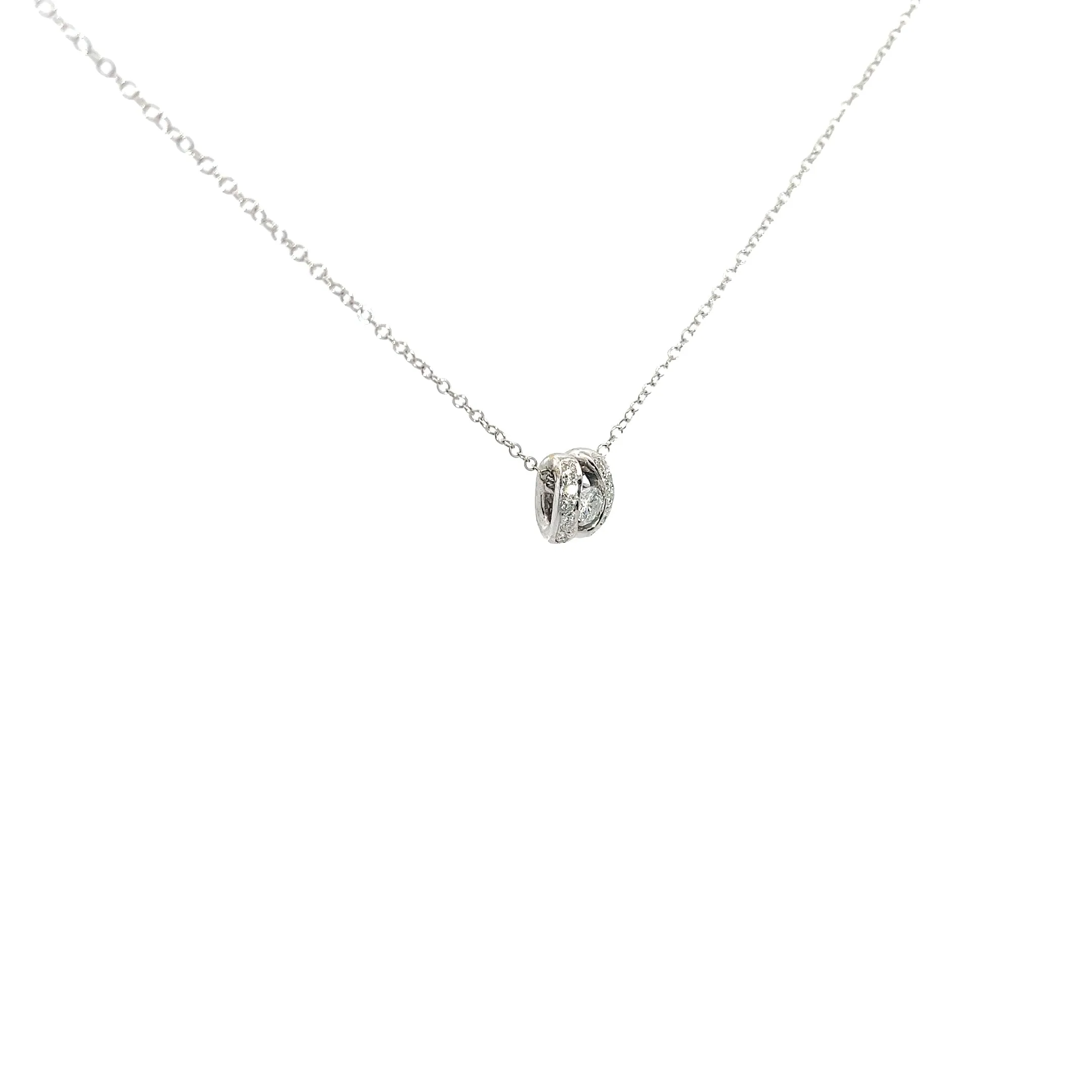 14k White Gold .35ct F VS2 Round Diamond Necklace