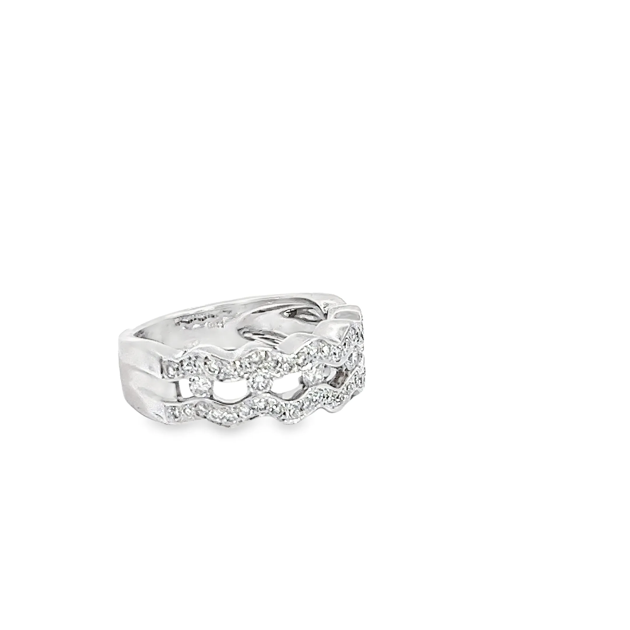 14k white gold .65ct G SI1 Diamond Wave ring
