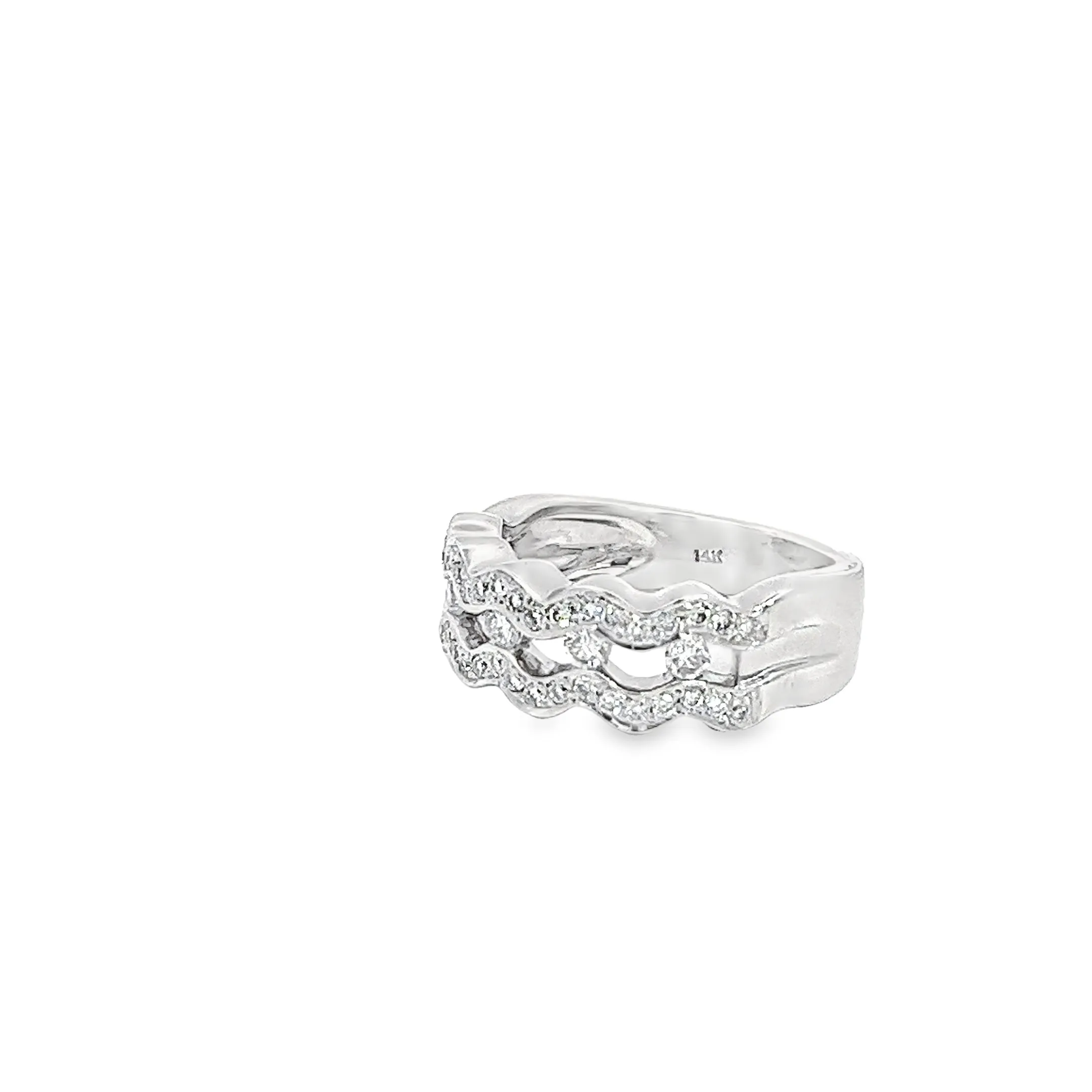 14k white gold .65ct G SI1 Diamond Wave ring