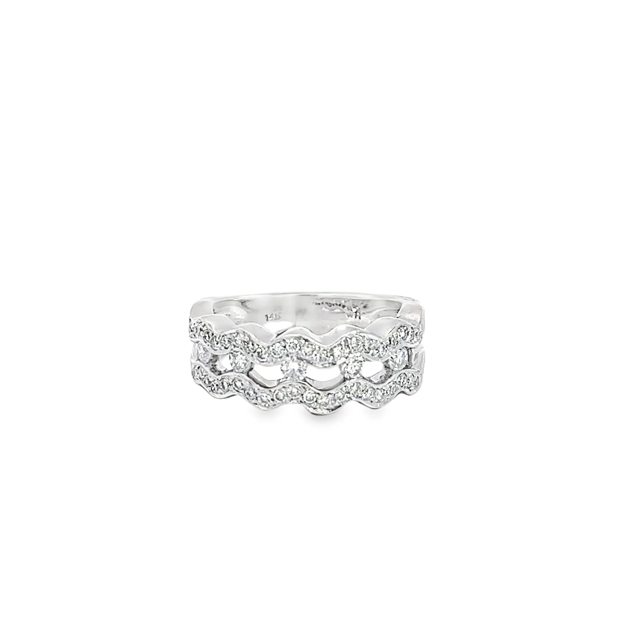 14k white gold .65ct G SI1 Diamond Wave ring