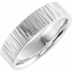 14K X1 White 6 mm Tree Bark Pattern Band  Size 8.5