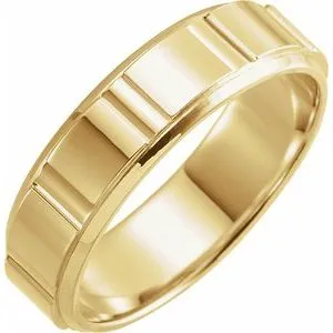 14K Yellow 6 mm Patterned Band Size 10