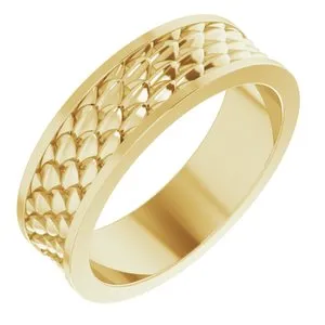 14K Yellow 6 mm Scale Patterned Band Size 7.5