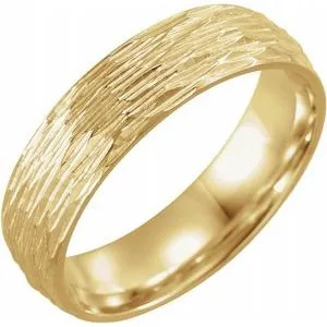 14K Yellow 6 mm Tree Bark Pattern Band  Size 11