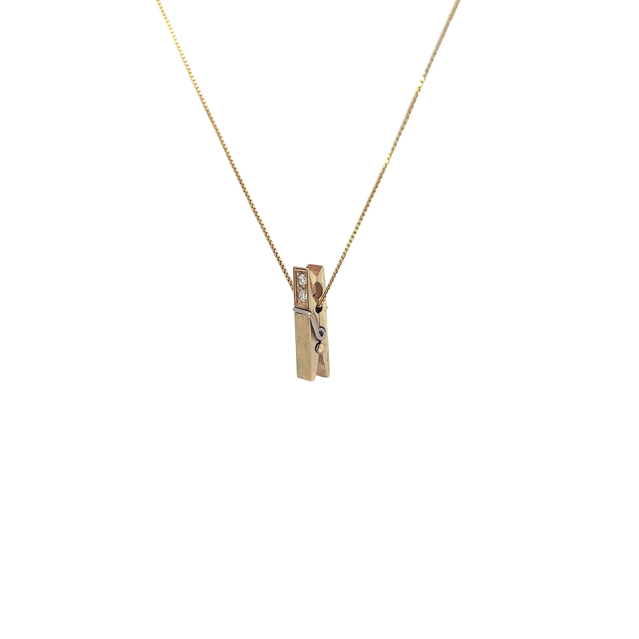 14K YELLOW GOLD .06CT DIAMOND CLOTHING LINE HANGER PENDANT/CHARM