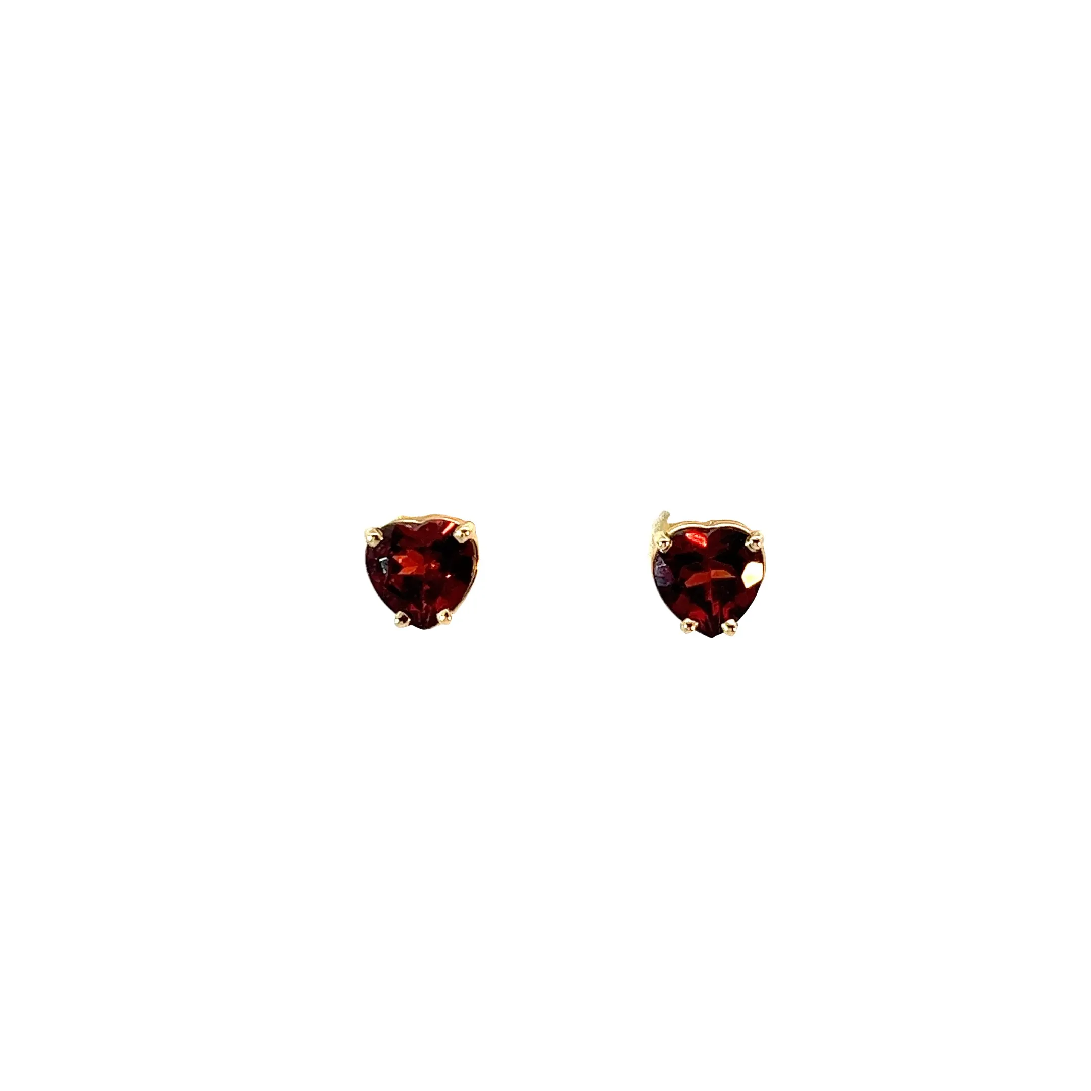 14k Yellow Gold 1.55ct Heart Shaped Garnet Studs