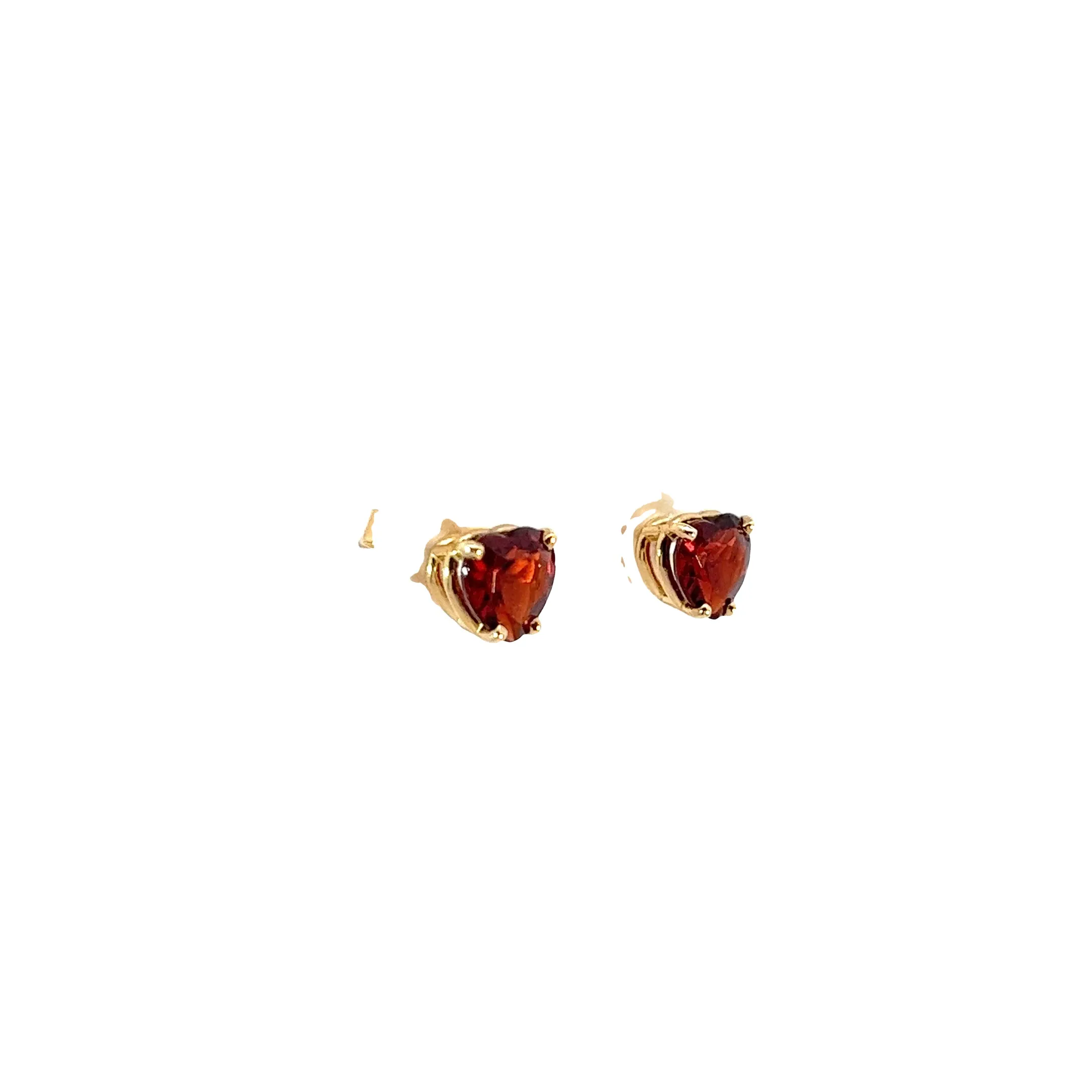 14k Yellow Gold 1.55ct Heart Shaped Garnet Studs
