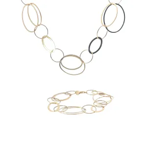 14K YELLOW GOLD 16.7 GRAM LARGE OVAL LINKS NECKLACE and BRACELET SET