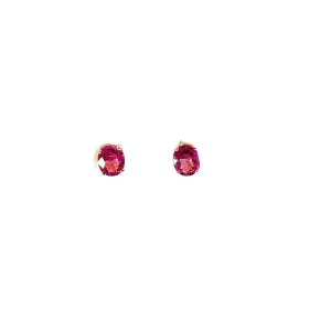 14k Yellow Gold 2.00ct  Round Pink Tourmaline Stud Earrings