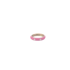 14k Yellow Gold Pink Enamel 1.00CT G VS2 Round  Diamond ring.