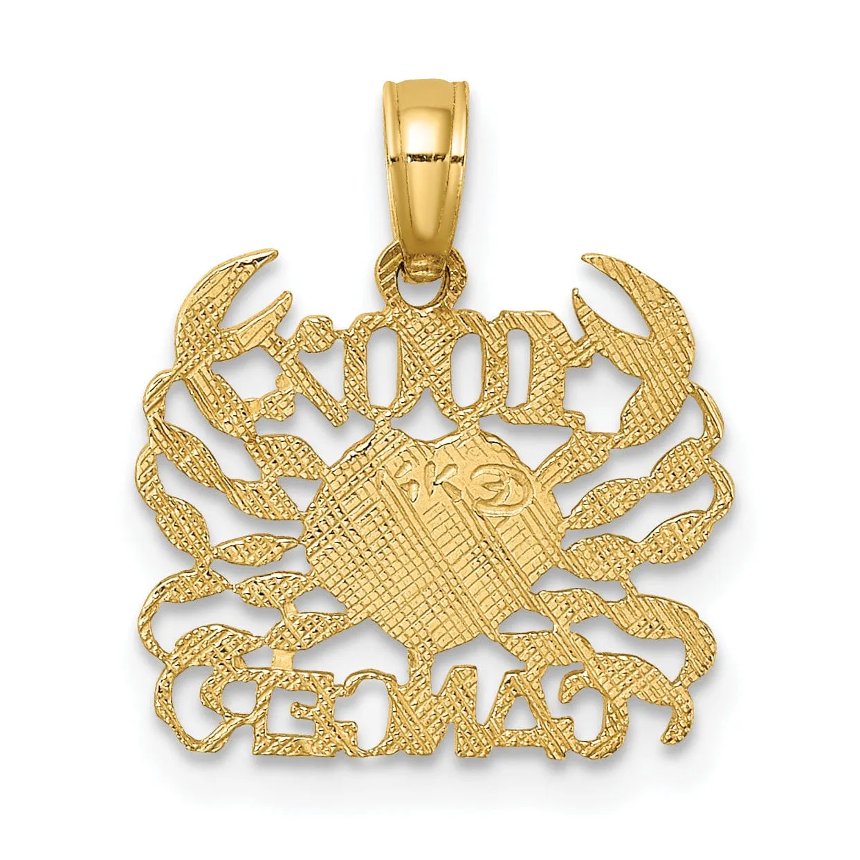 14K Yellow Gold Polished Textured Finish 100% Zodiac CANCER Charm Pendant