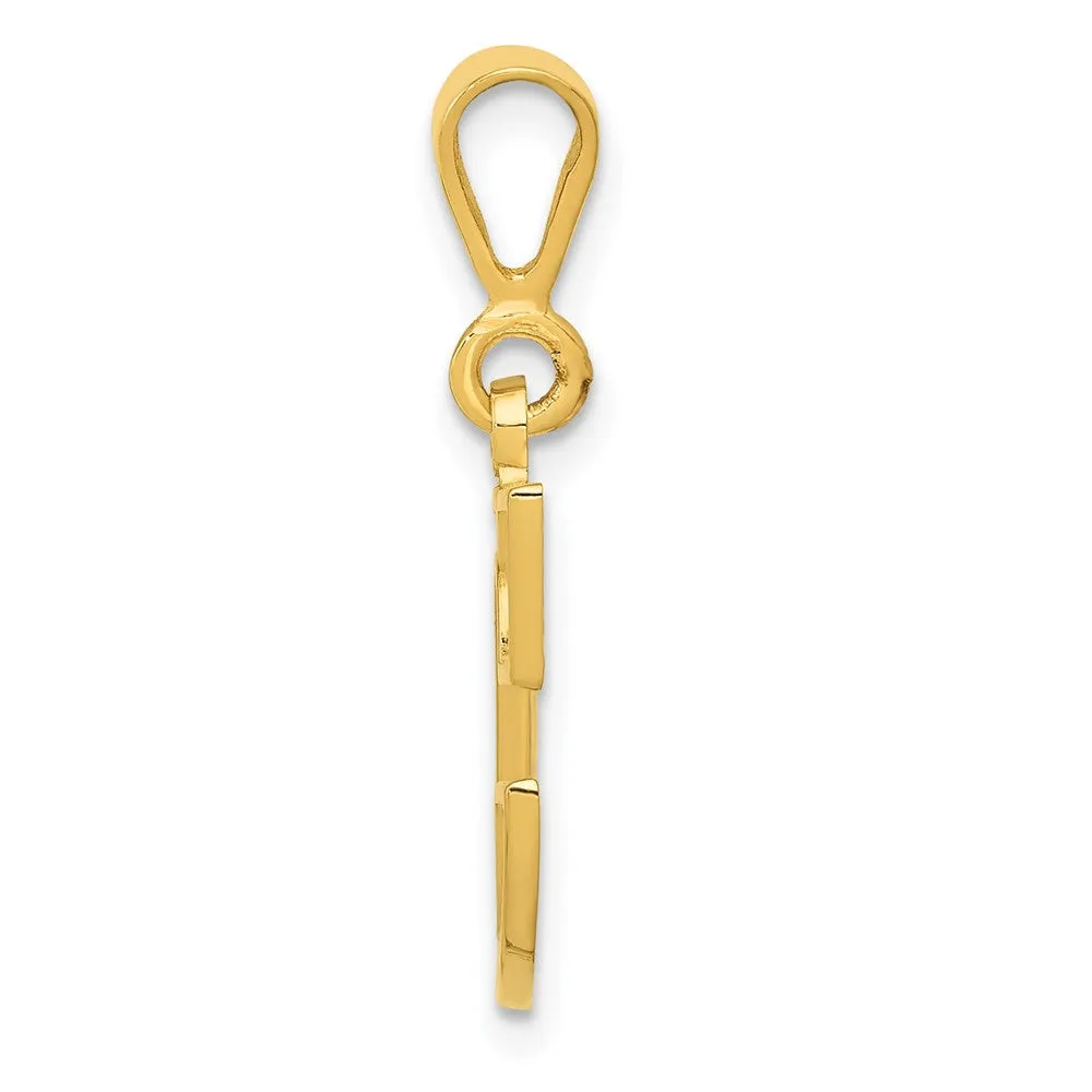 14k Yellow Gold Textured Initial C Charm