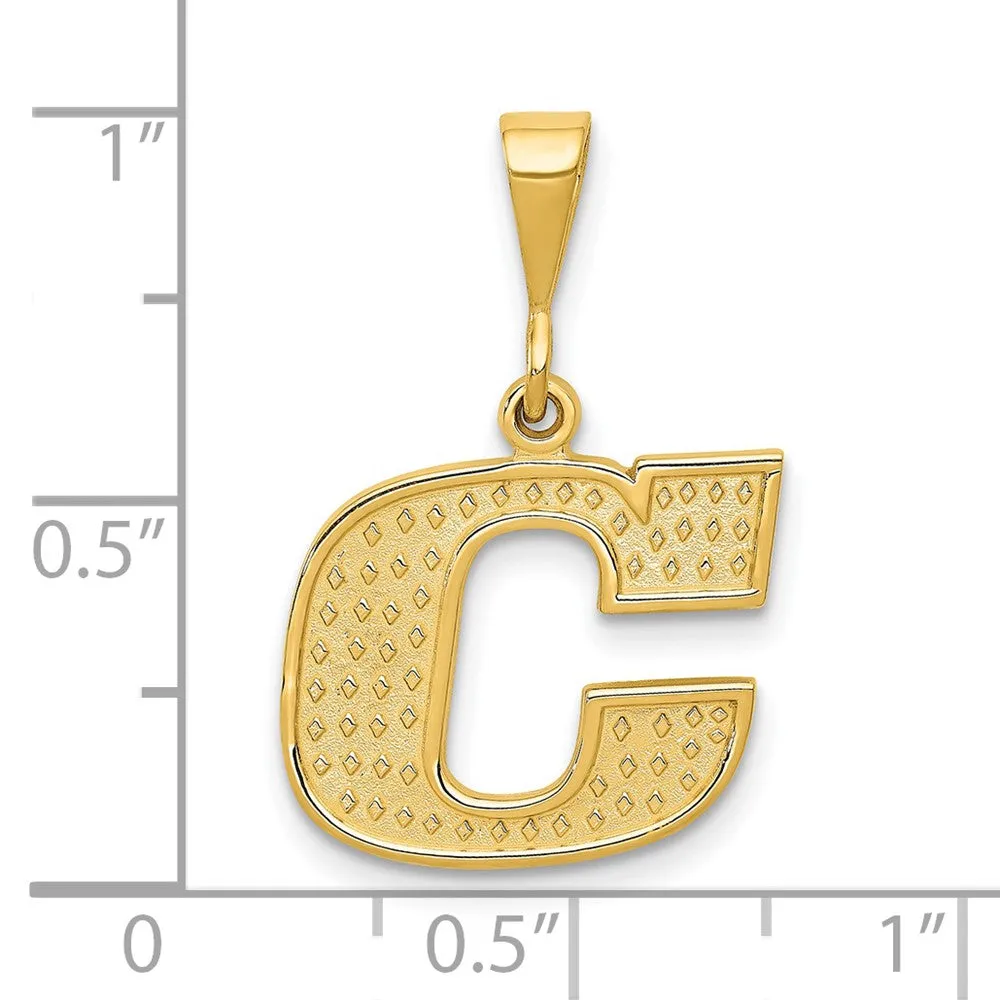 14k Yellow Gold Textured Initial C Charm