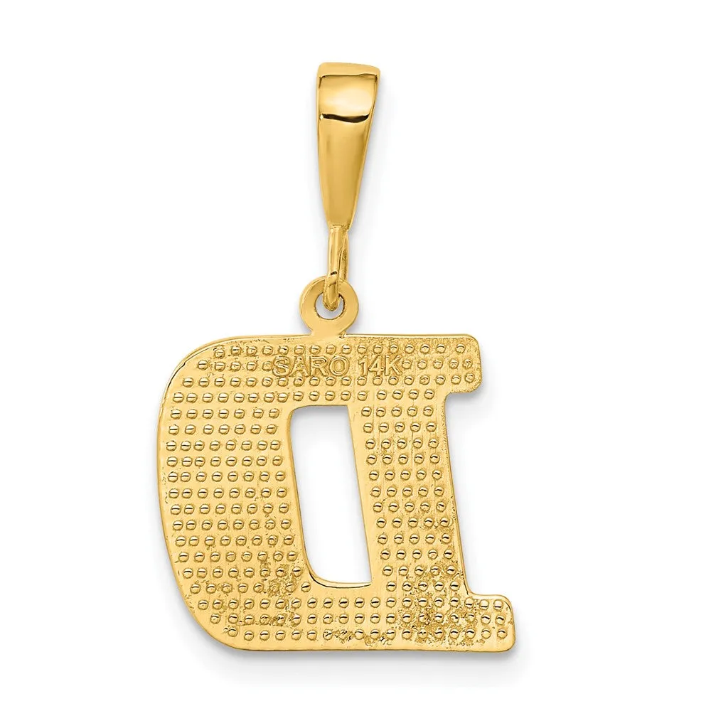 14k Yellow Gold Textured Initial D Charm