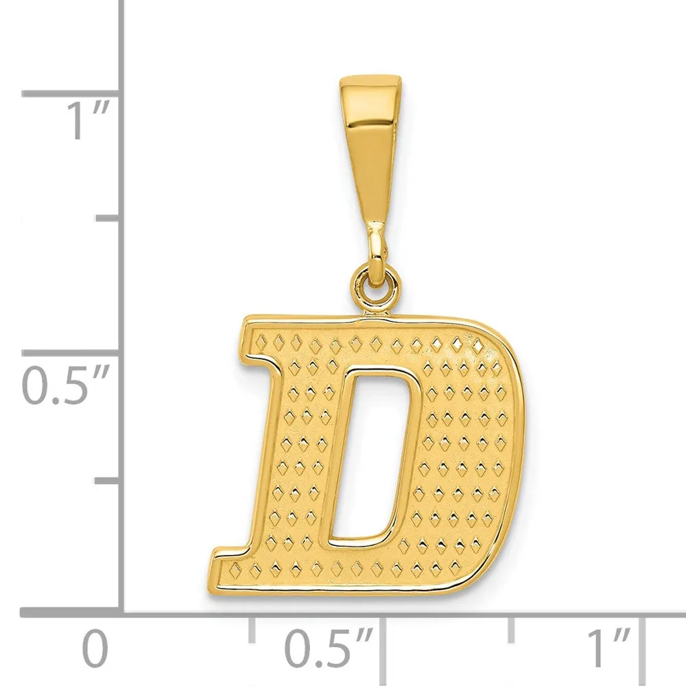 14k Yellow Gold Textured Initial D Charm