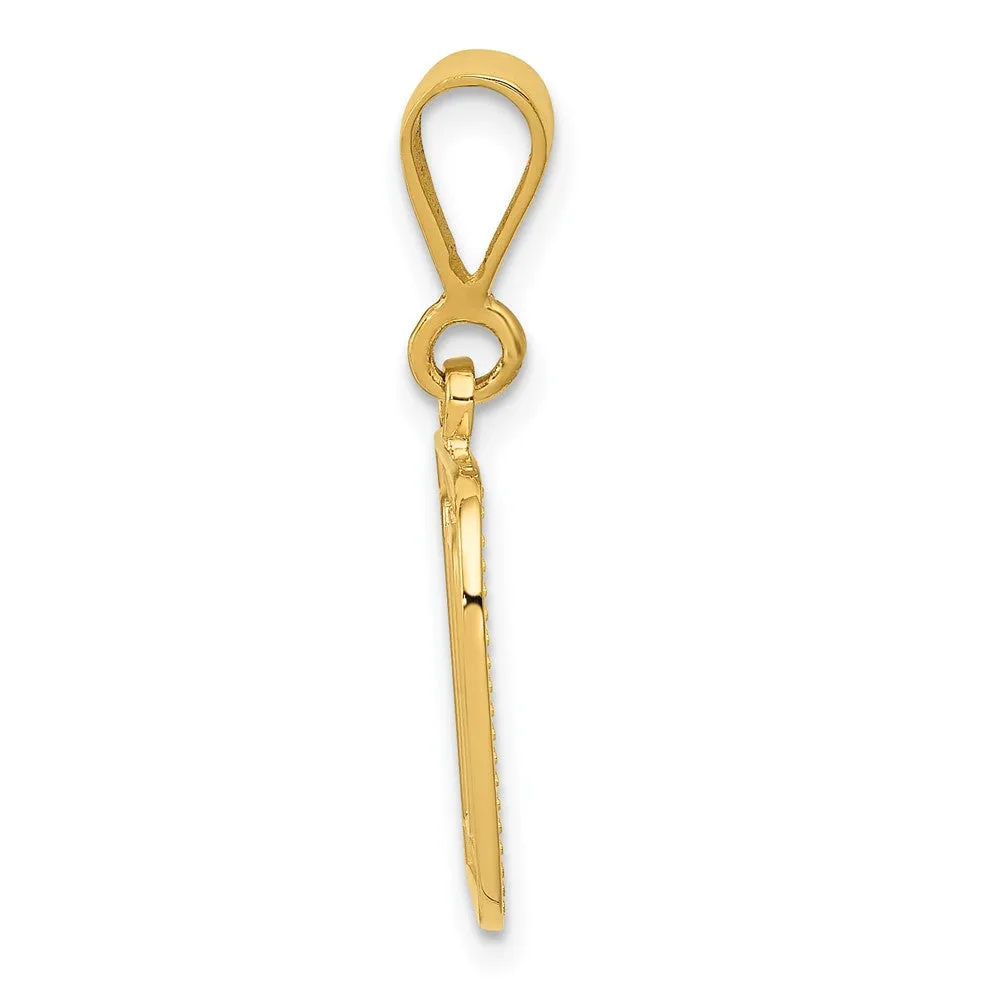 14k Yellow Gold Textured Initial D Charm