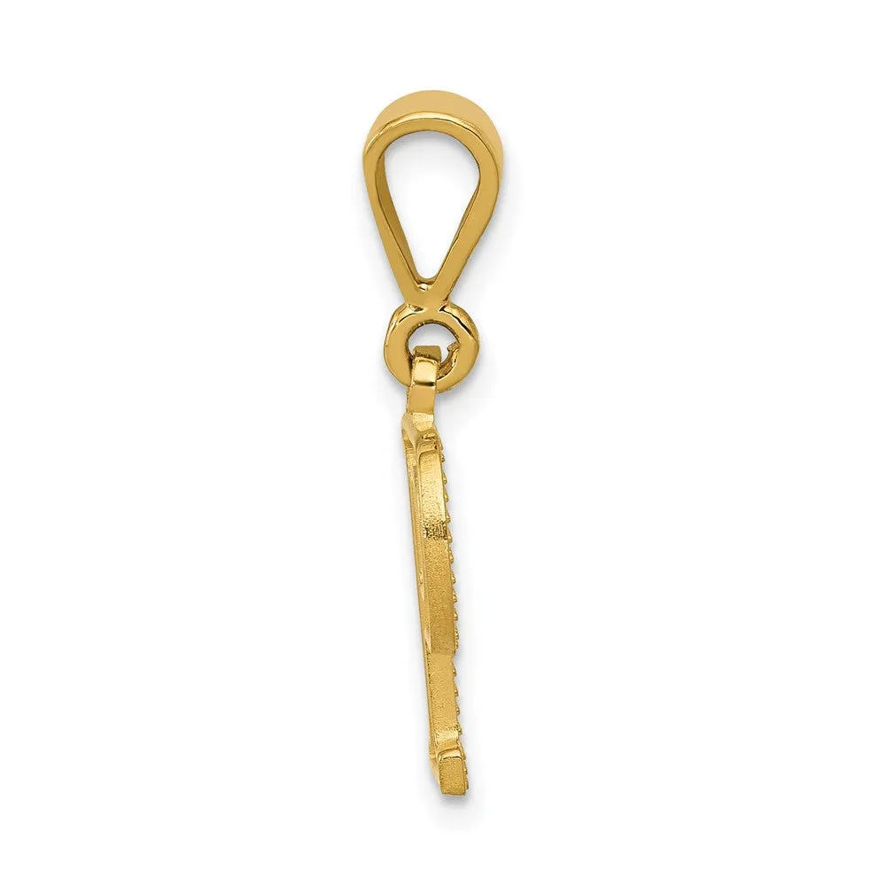 14k Yellow Gold Textured Initial P Charm