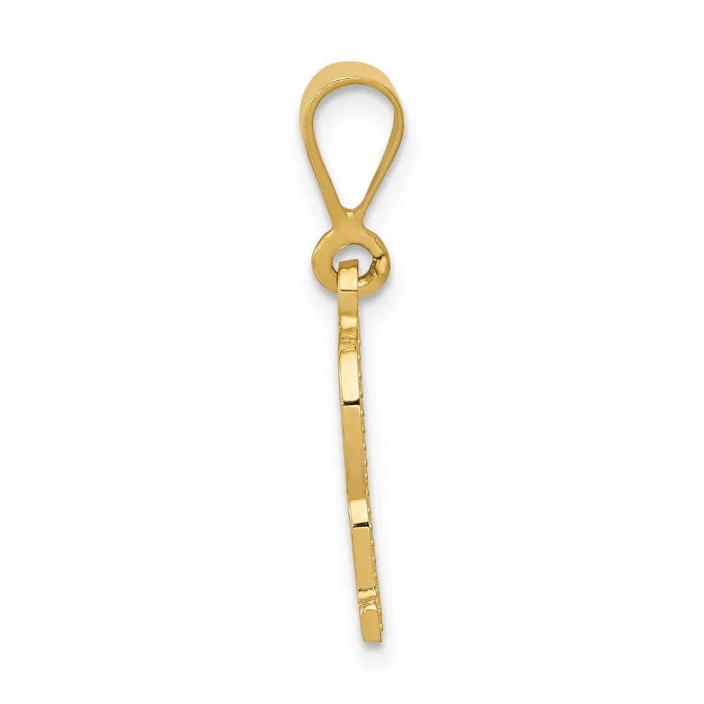 14k Yellow Gold Textured Initial R Charm