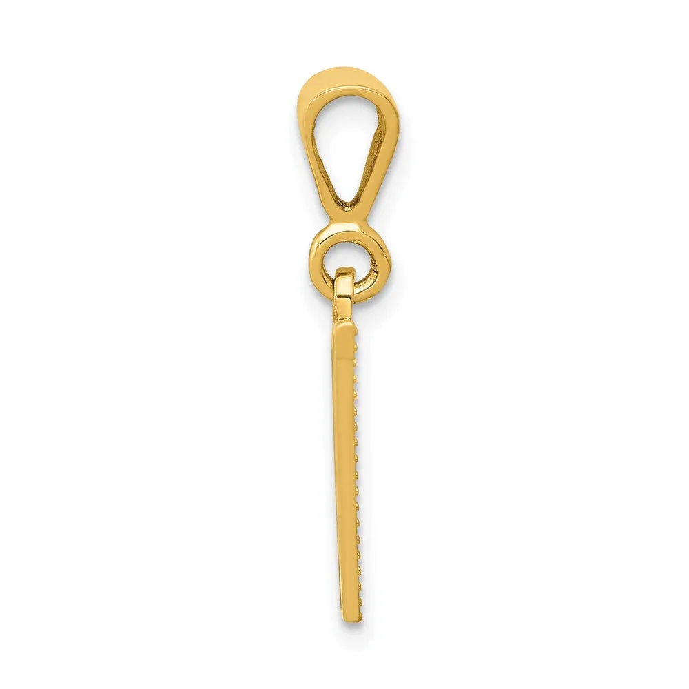 14k Yellow Gold Textured Initial V Charm