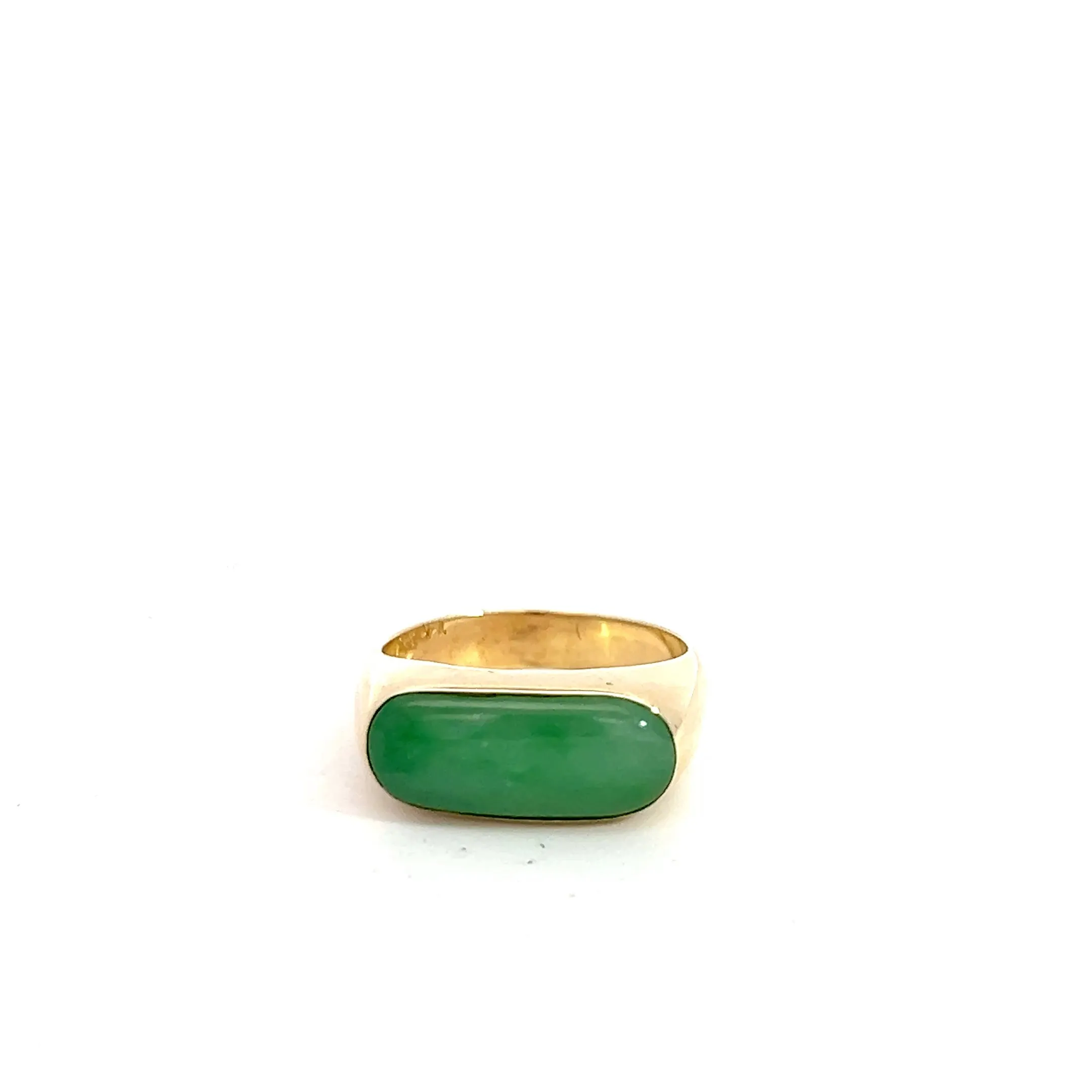 14k Yellow Gold Vintage 4.00 Gram Jade Bezel Set Ring