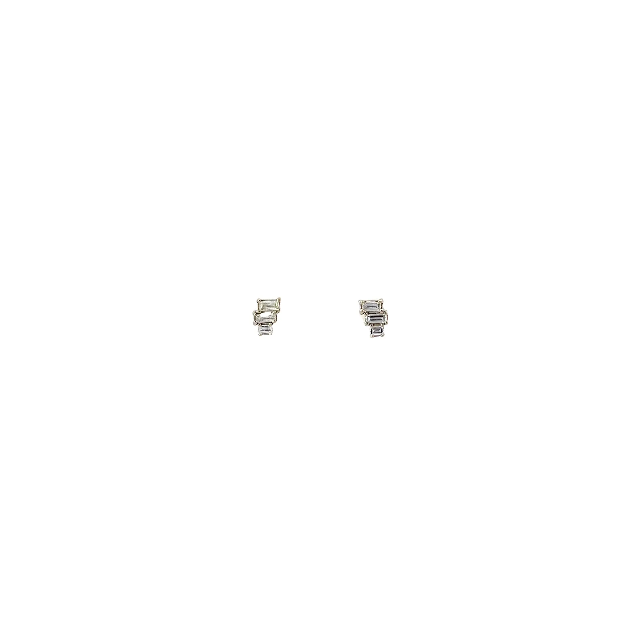 14K YELLOW OR WHITE GOLD .35CT F VS2 BAGUETTE SHAPED DIAMOND EARRINGS