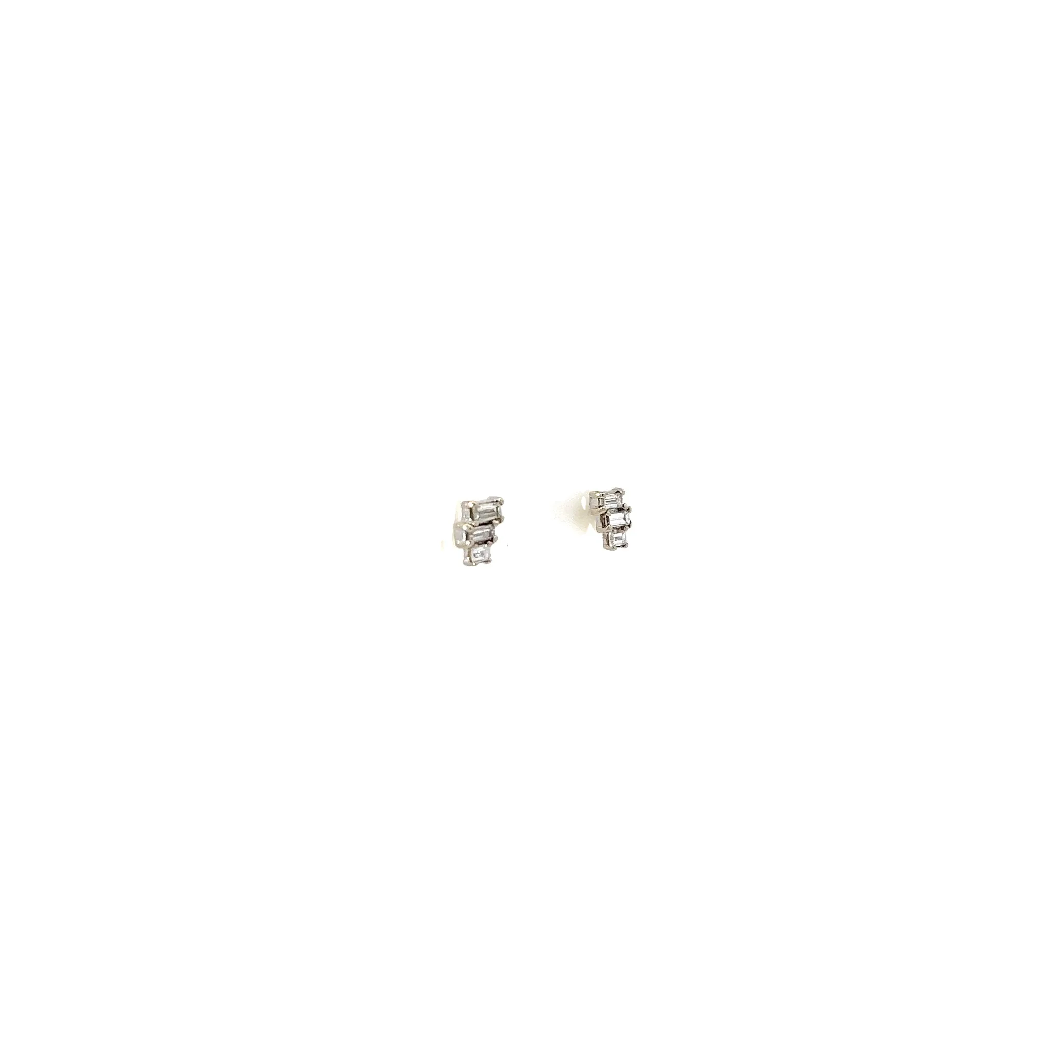14K YELLOW OR WHITE GOLD .35CT F VS2 BAGUETTE SHAPED DIAMOND EARRINGS