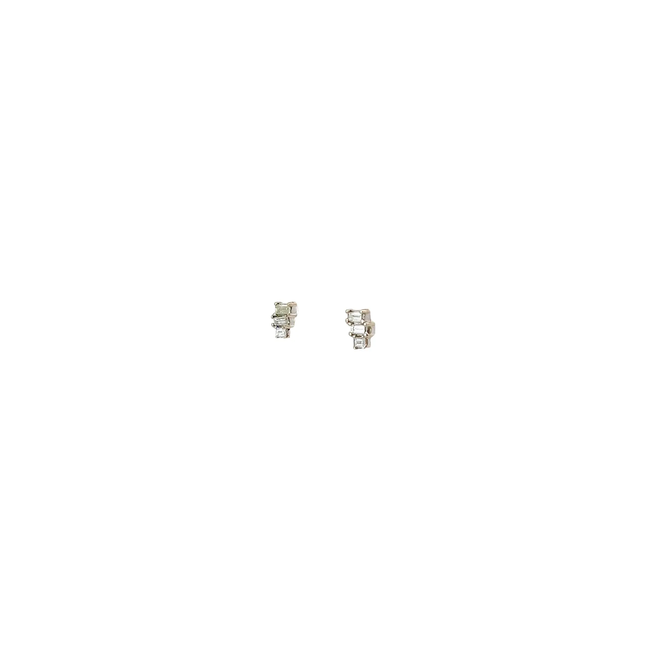 14K YELLOW OR WHITE GOLD .35CT F VS2 BAGUETTE SHAPED DIAMOND EARRINGS