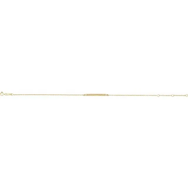 14K Yellow Patterned Bar Bracelet