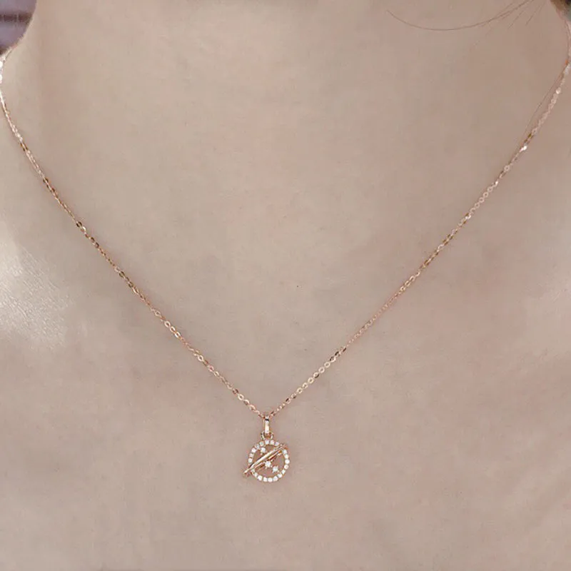 18K Gold 0.085ct Real Diamond Exquisite Planet Pendant Necklace