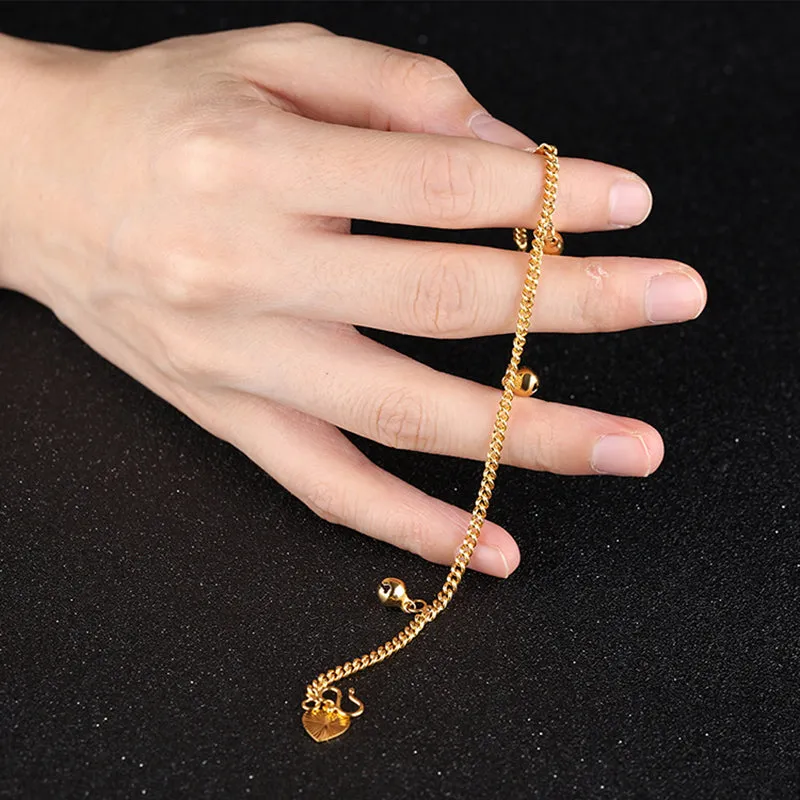 18K Gold Jewellery Exquisite Bells Ladies Bracelet