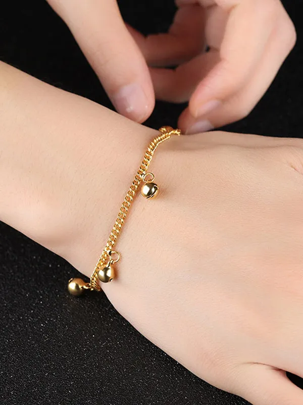 18K Gold Jewellery Exquisite Bells Ladies Bracelet