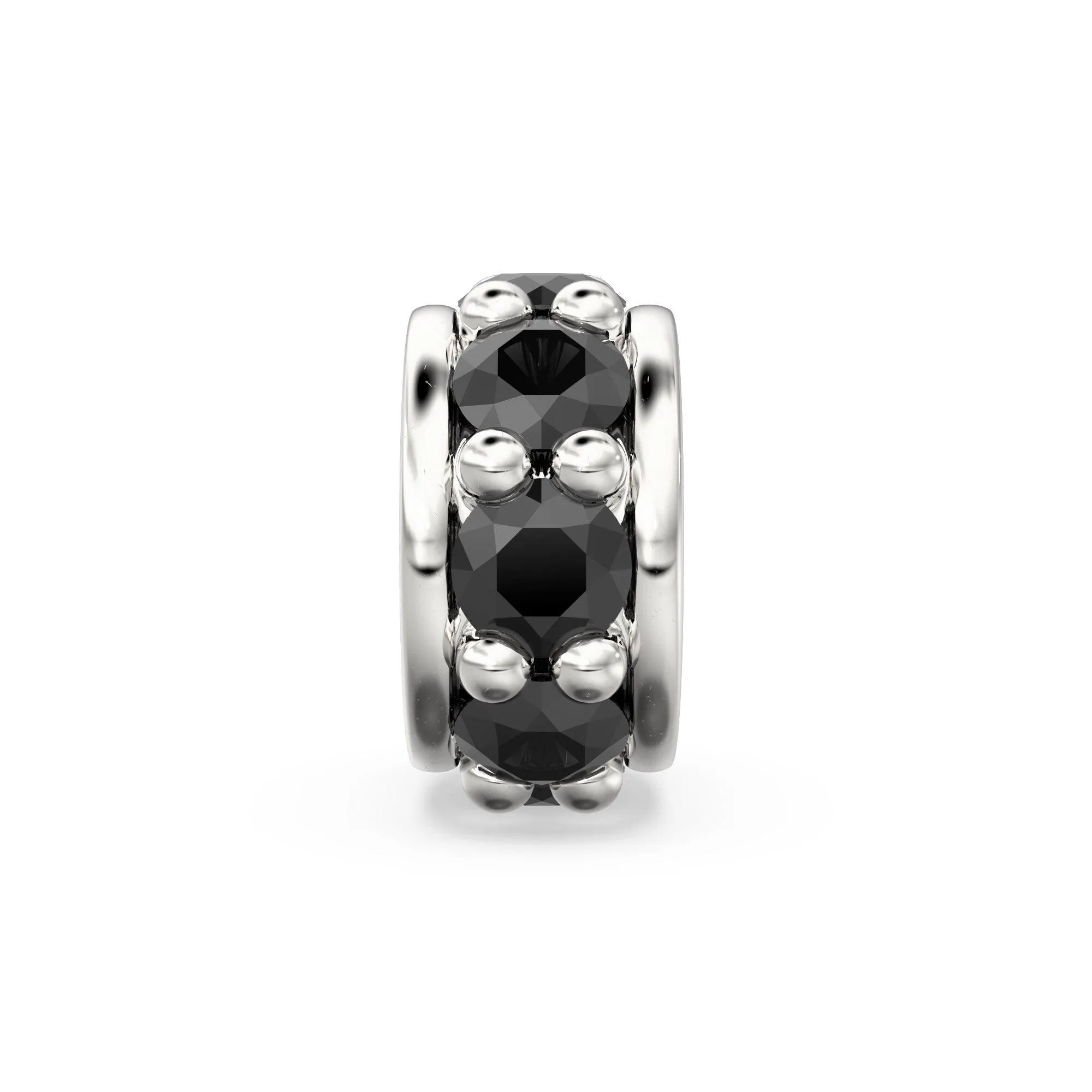 18k Solid Yellow Gold 5mm Black Onyx Eternity Rondelle Wheel Bead